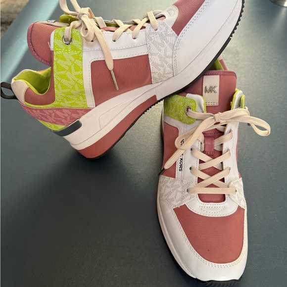 Michael Kors Women's Pink and Lime Sneakers NWOB - Picture 2 of 6